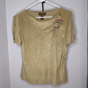 Wrangler faux suede embroidered shirt